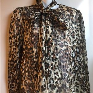 ADRIANNA PAPELL SILK ANIMAL PRINT BLOUSE SIZE 8